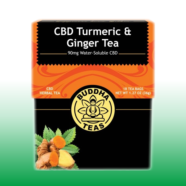 CBD Ginger Turmeric Tea, 90mg water soluble | Buddha Teas | Cali-Born Dreams