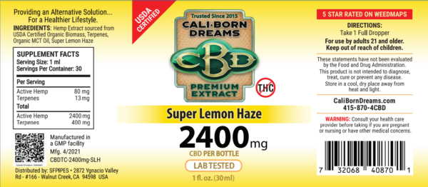 2400mg CBD Tincture with Terpenes | Cali-Born Dreams