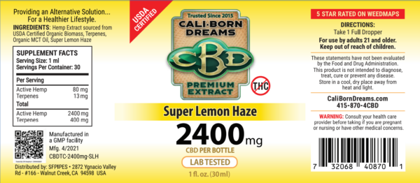 Nutrition facts label for Cali-Born Dreams product, showcasing the high-quality ingredients and essential nutrients that fuel a healthy lifestyle. Learn more about our nutritious products today.