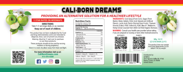 Cali-Born Dreams | 1800mg Sour Apple Gummy with Melatonin