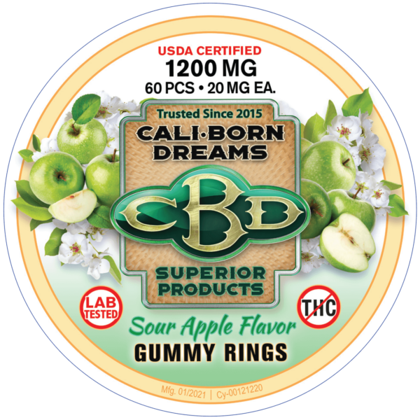 Sour Apple CBD Gummy Rings | Cali-Born Dreams