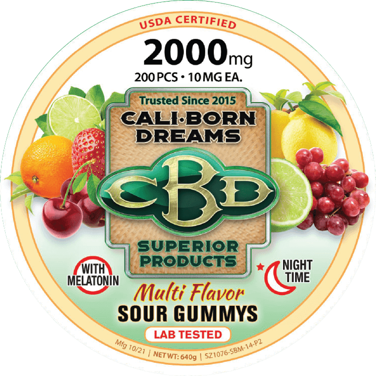 CBD Sour Gummies – 1200mg, 2000mg, 2200mg (with Melatonin)