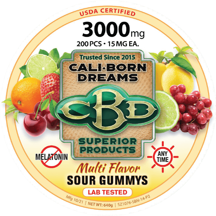 CBD Sour Gummys 525mg, 1300mg, 3000mg (no Melatonin)