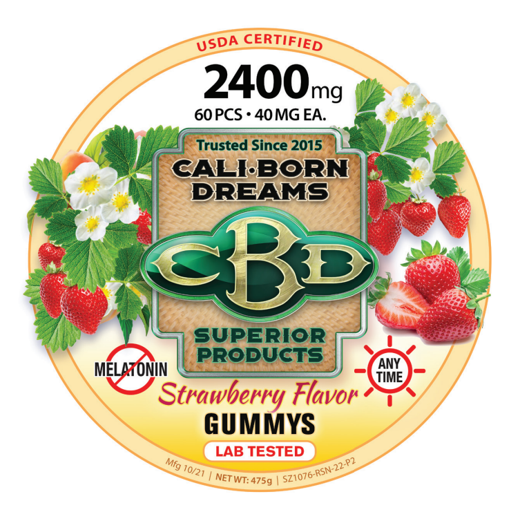 Strawberry-flavored 30mg or 40mg CBD Gummy Rings – 24ct. or 60 ct. (No Melatonin)